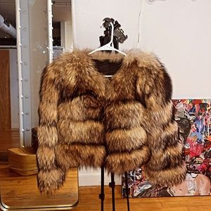 100% Real Raccoon Fur Bomber